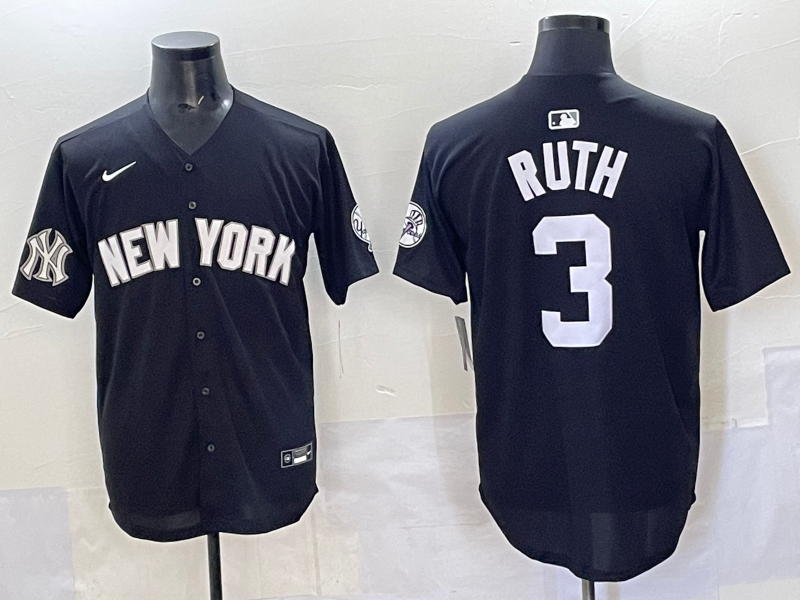 Men 2025 New York Yankees #3 Ruth black Nike MLB Jersey style 7250011